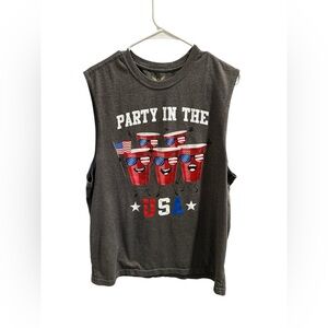 Faded‎ Glory "Party in the USA" Sleeveless Graphic T-Shirt – Men's Size